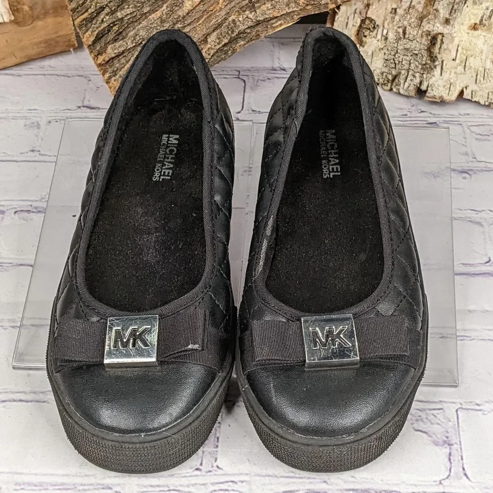 Michael Kors Cali Tracie Black Moc Logo Quilted Flats